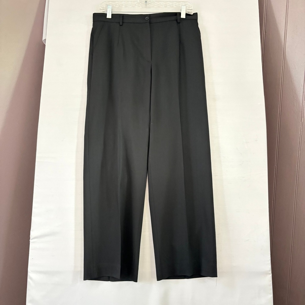 Zanella Made in Italy Black Stretch Wide Leg Trousers Dress Pants Womens 8‎
